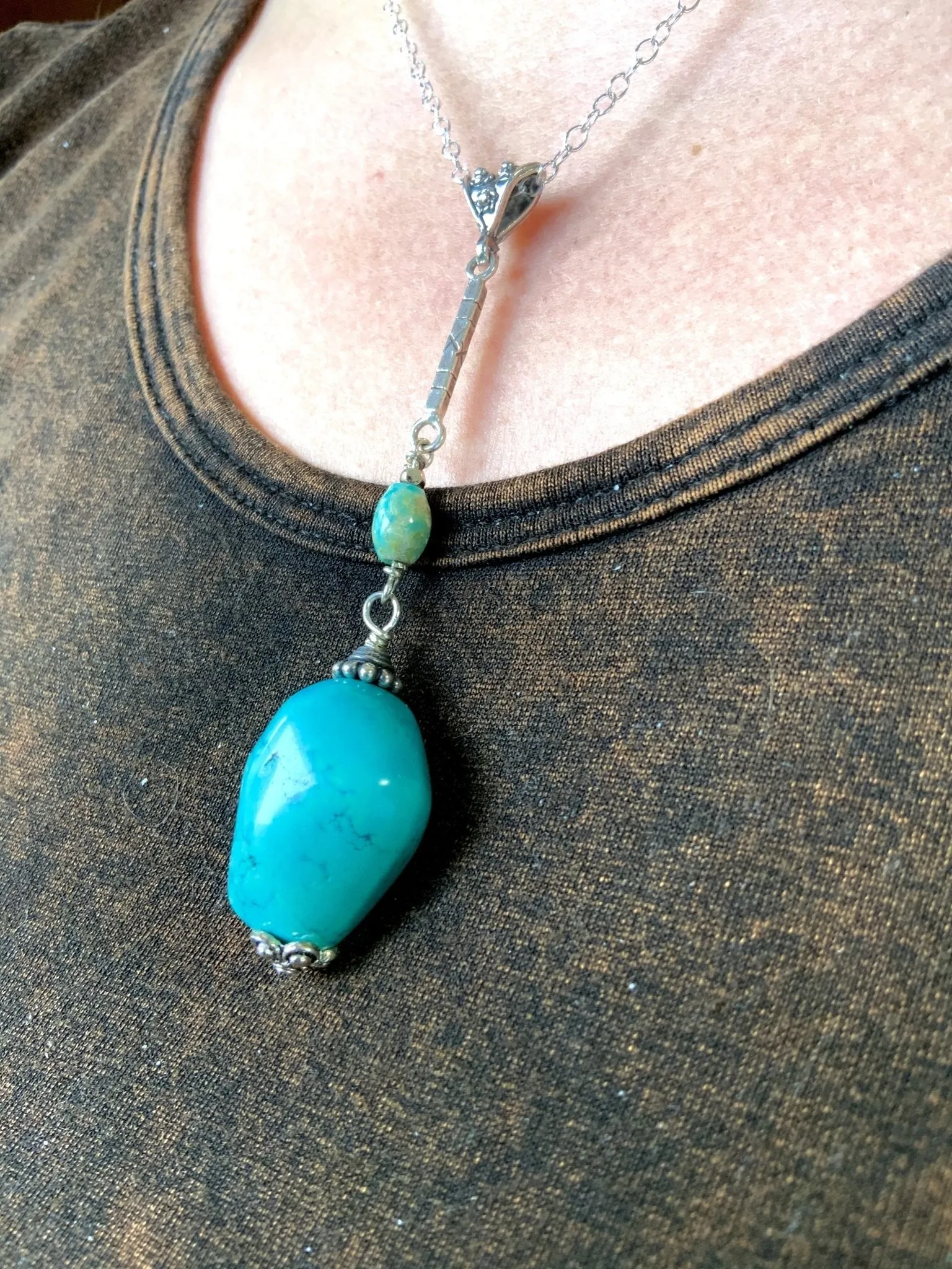 Turquoise In Two Drop Pendamt