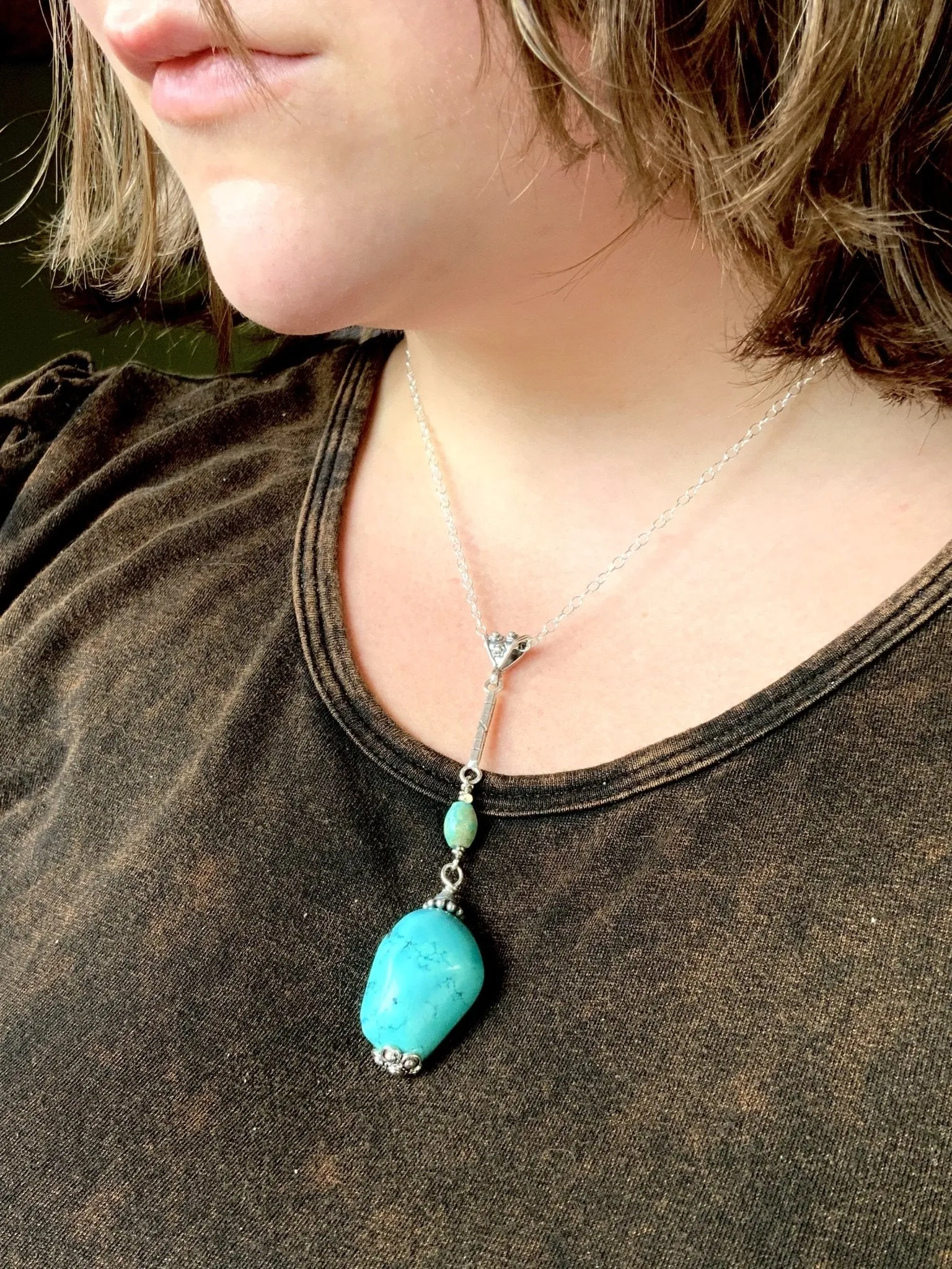 Turquoise In Two Drop Pendamt