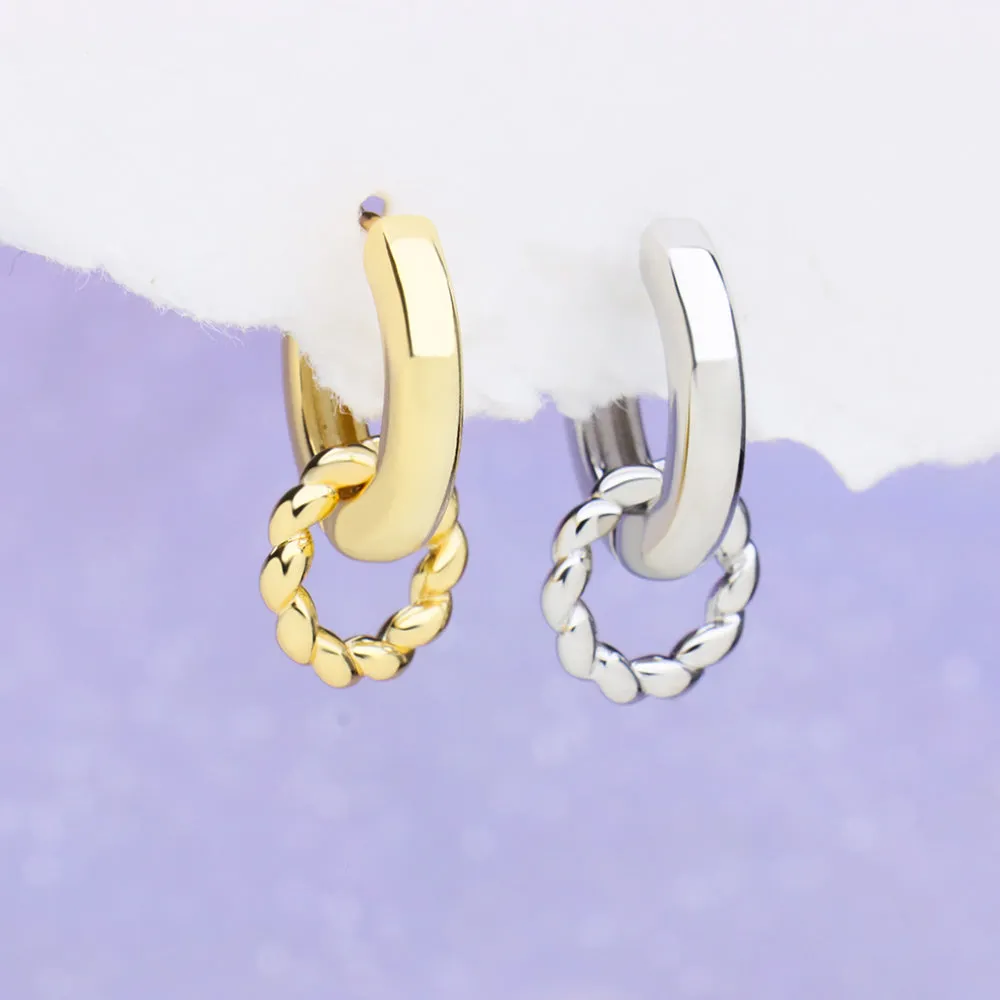 Twist Hoop Drop Earrings