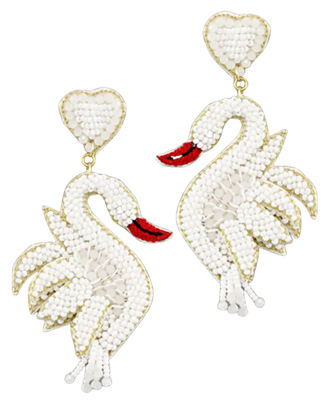 White Swan Drop Earrings