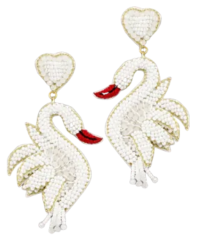 White Swan Drop Earrings