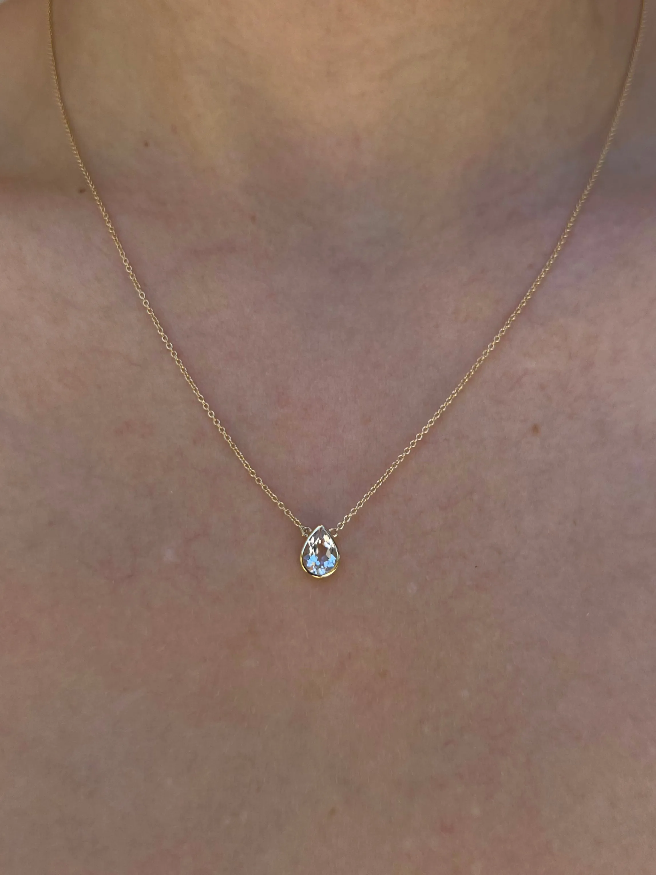 White Topaz Pear Drop Necklace