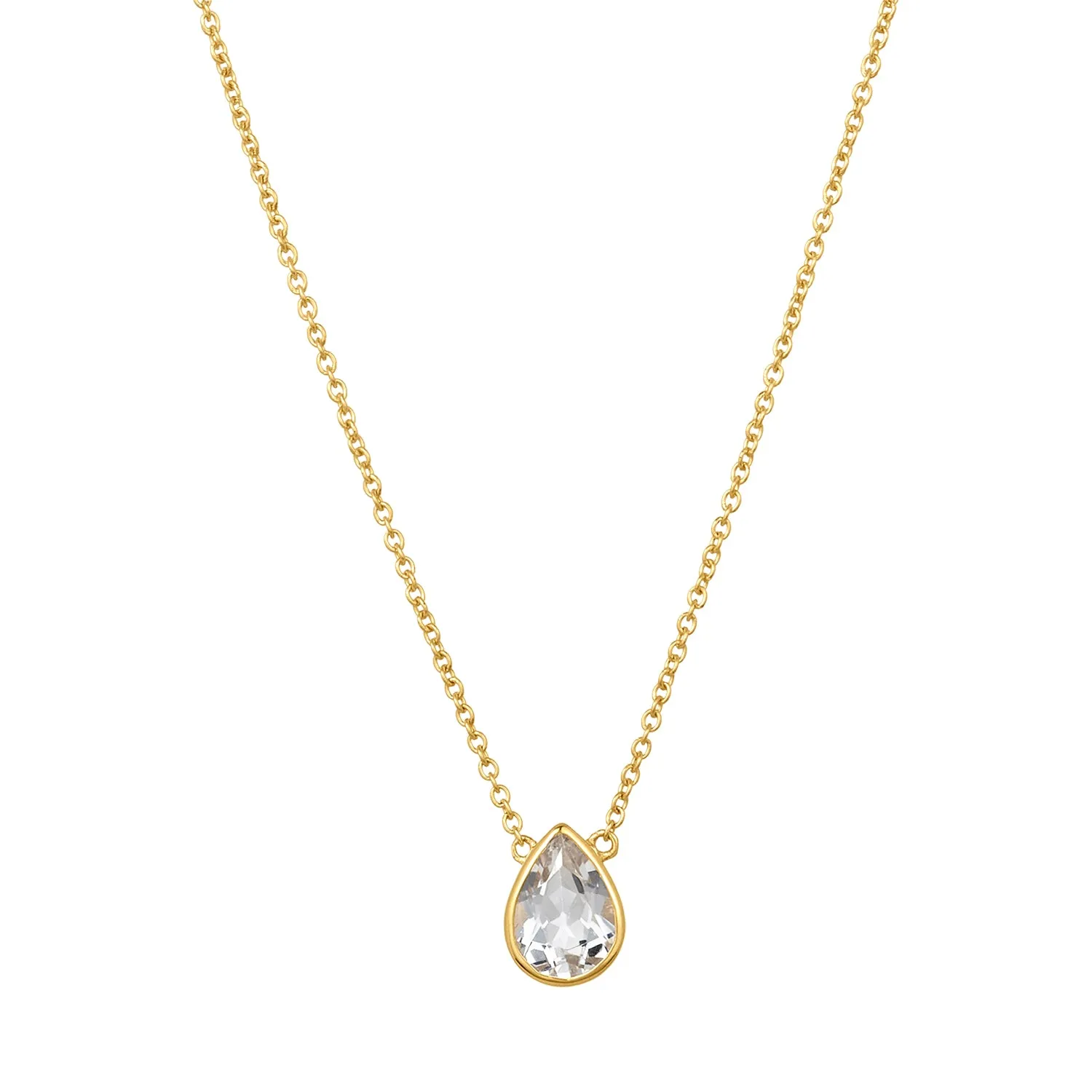 White Topaz Pear Drop Necklace