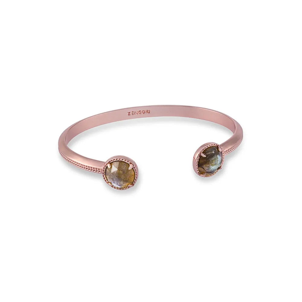 Yanna Gemstone Cuff Bangle Rose Gold